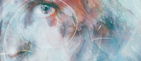 Evocative painted image of a woman's face